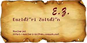 Eszlári Zoltán névjegykártya