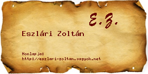 Eszlári Zoltán névjegykártya